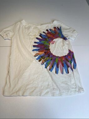 Versace Jeans Collection White Tee with Multicolor Sunburst Graphic